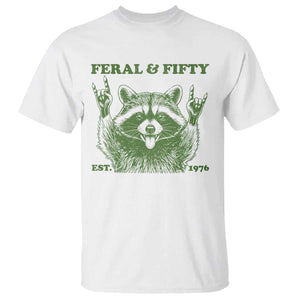 Raccoon 50th Birthday T Shirt Funny Feral And Fifty Vintage 1976 50 Year Old Gift