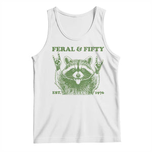 Raccoon 50th Birthday Tank Top Funny Feral And Fifty Vintage 1976 50 Year Old Gift