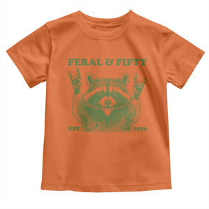 Raccoon 50th Birthday Toddler T Shirt Funny Feral And Fifty Vintage 1976 50 Year Old Gift
