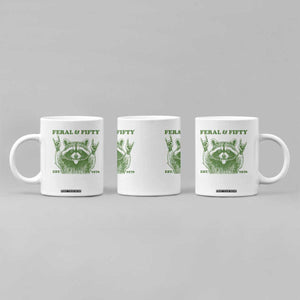 Raccoon 50th Birthday Coffee Mug Funny Feral And Fifty Vintage 1976 50 Year Old Gift