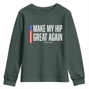Make My Hip Great Again Funny Broken Hip Surgery Recovery Youth Sweatshirt Vintage USA Flag Patriotic