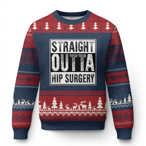 Hip Replacement Recovery Ugly Christmas Sweater Straight Outta Hip Surgery Get Well