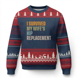 I Survived My Wifes Hip Replacement Funny Husband Ugly Christmas Sweater