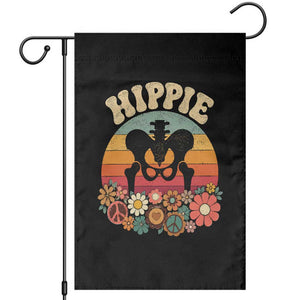 Hip Replacement Recovery Garden Flag Hippie 70s Retro Sunset Floral Anatomy Graphic