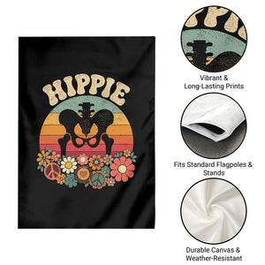 Hip Replacement Recovery Garden Flag Hippie 70s Retro Sunset Floral Anatomy Graphic