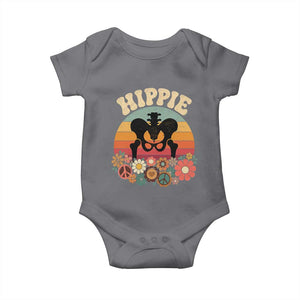 Hip Replacement Recovery Baby Onesie Hippie 70s Retro Sunset Floral Anatomy Graphic