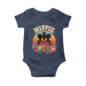 Hip Replacement Recovery Baby Onesie Hippie 70s Retro Sunset Floral Anatomy Graphic