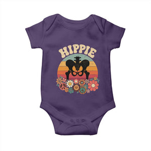 Hip Replacement Recovery Baby Onesie Hippie 70s Retro Sunset Floral Anatomy Graphic