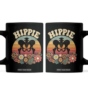 Hip Replacement Recovery Coffee Mug Hippie 70s Retro Sunset Floral Anatomy Graphic