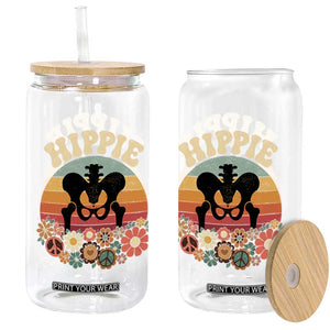 Hip Replacement Recovery Glass Can Hippie 70s Retro Sunset Floral Anatomy Graphic