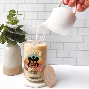 Hip Replacement Recovery Glass Can Hippie 70s Retro Sunset Floral Anatomy Graphic