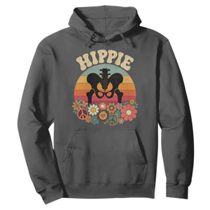 Hip Replacement Recovery Hoodie Hippie 70s Retro Sunset Floral Anatomy Graphic