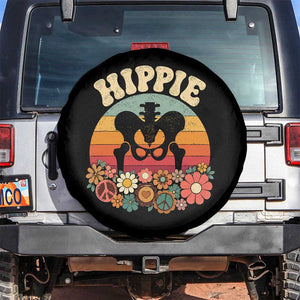 Hip Replacement Recovery Spare Tire Cover Hippie 70s Retro Sunset Floral Anatomy Graphic