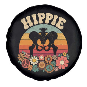 Hip Replacement Recovery Spare Tire Cover Hippie 70s Retro Sunset Floral Anatomy Graphic