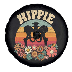 Hip Replacement Recovery Spare Tire Cover Hippie 70s Retro Sunset Floral Anatomy Graphic