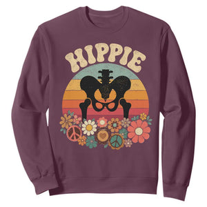 Hip Replacement Recovery Sweatshirt Hippie 70s Retro Sunset Floral Anatomy Graphic