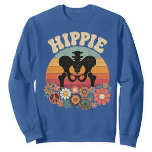 Hip Replacement Recovery Sweatshirt Hippie 70s Retro Sunset Floral Anatomy Graphic