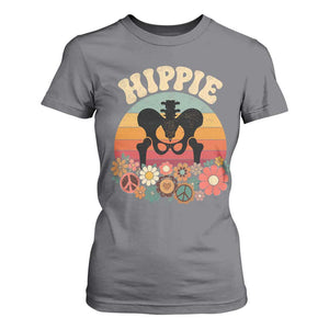Hip Replacement Recovery T Shirt For Women Hippie 70s Retro Sunset Floral Anatomy Graphic