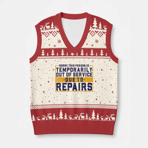 Funny Surgery Recovery Graphic V-Neck Knit Sweater Vest Sorry This Person Is Temporarily Out Of Service Hip Knee Shoulder Joint Replacement