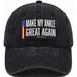 Make My Ankle Great Again Funny Ankle Surgery Recovery Washed Cotton Baseball Cap Vintage USA Flag Patriotic