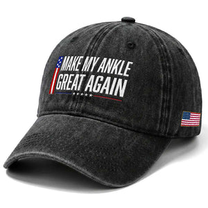 Make My Ankle Great Again Funny Ankle Surgery Recovery Washed Cotton Baseball Cap Vintage USA Flag Patriotic