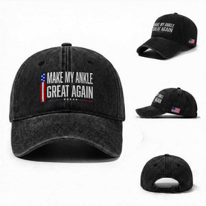 Make My Ankle Great Again Funny Ankle Surgery Recovery Washed Cotton Baseball Cap Vintage USA Flag Patriotic