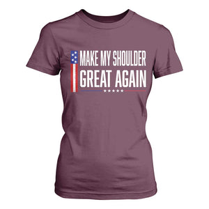 Make My Shoulder Great Again Funny Shoulder Surgery Recovery T Shirt For Women Vintage USA Flag Patriotic