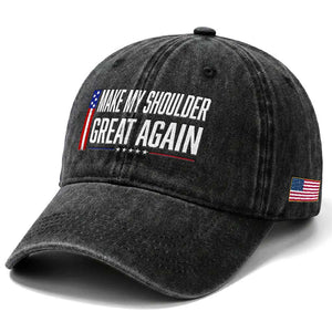 Make My Shoulder Great Again Funny Shoulder Surgery Recovery Washed Cotton Baseball Cap Vintage USA Flag Patriotic