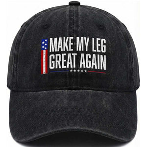 Make My Leg Great Again Funny Broken Leg Surgery Recovery Washed Cotton Baseball Cap Vintage USA Flag Patriotic