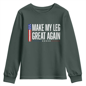 Make My Leg Great Again Funny Broken Leg Surgery Recovery Youth Sweatshirt Vintage USA Flag Patriotic