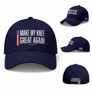 Make My Knee Great Again Funny Broken Knee Surgery Recovery Baseball Cap Vintage USA Flag Patriotic