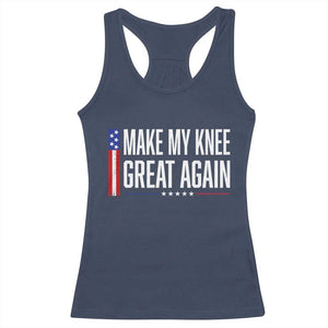 Make My Knee Great Again Funny Broken Knee Surgery Recovery Racerback Tank Top Vintage USA Flag Patriotic