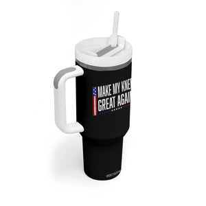 Make My Knee Great Again Funny Broken Knee Surgery Recovery Tumbler With Handle Vintage USA Flag Patriotic