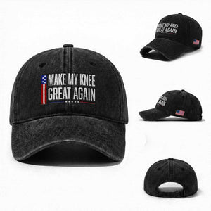 Make My Knee Great Again Funny Broken Knee Surgery Recovery Washed Cotton Baseball Cap Vintage USA Flag Patriotic