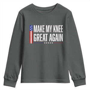 Make My Knee Great Again Funny Broken Knee Surgery Recovery Youth Sweatshirt Vintage USA Flag Patriotic