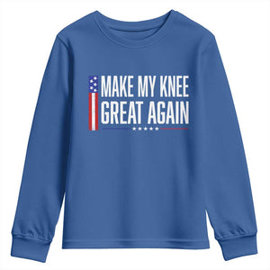 Make My Knee Great Again Funny Broken Knee Surgery Recovery Youth Sweatshirt Vintage USA Flag Patriotic