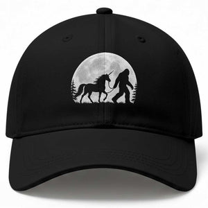 Bigfoot Walking Unicorn Baseball Cap Full Moon Sasquatch Fantasy Forest Silhouette TS10 Print Your Wear