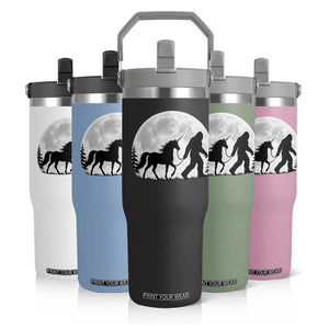 Bigfoot Walking Unicorn Flip Straw Tumbler Full Moon Sasquatch Fantasy Forest Silhouette TS10 Print Your Wear