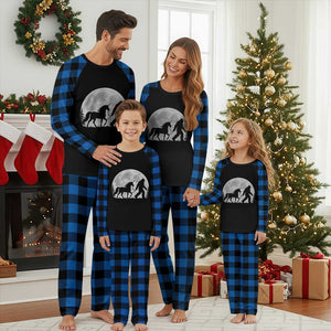 Bigfoot Walking Unicorn Plaid Pajama Set Full Moon Sasquatch Fantasy Forest Silhouette TS10 Blue Plaid Print Your Wear
