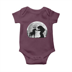 Bigfoot Boop Unicorn Baby Onesie Funny Sasquatch Full Moon Fantasy Forest Silhouette TS10 Maroon Print Your Wear