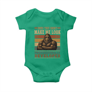 Does This Make Me Look Professionally Developed Funny Bigfoot Baby Onesie Sasquatch Retro Humor