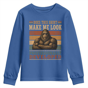 Does This Make Me Look Professionally Developed Funny Bigfoot Youth Sweatshirt Sasquatch Retro Humor
