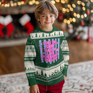 Does This Make Me Look Professionally Developed Ugly Christmas Sweater Funny Retro Groovy Pink Graphic TS10 Forest Green Beige Print Your Wear