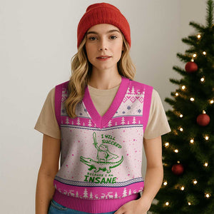 I Will Succeed Because I Am Insane Frog Crocodile V-Neck Knit Sweater Vest