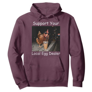 Support Local Dealer Chicken Farmer Hoodie Funny Animal Graphic Chicken Drinking Iced Coffee