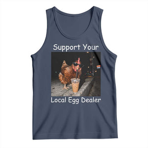 Support Local Dealer Chicken Farmer Tank Top Funny Animal Graphic Chicken Drinking Iced Coffee