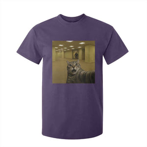 Funny Cat Selfie with Bigfoot Sasquatch Backrooms Liminal Space Meme T Shirt For Kid TS10 Purple Print Your Wear