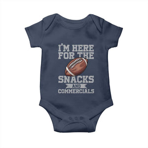 Funny Football Baby Onesie I'm Just Here For The Snacks And Commercials Halftime Show TS10 Navy Print Your Wear