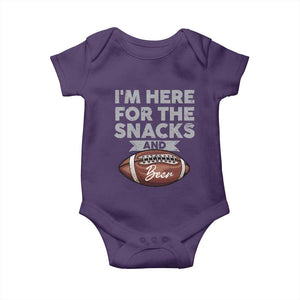 Funny Football Baby Onesie I'm Just Here For The Snacks And Beer TS10 Purple Print Your Wear