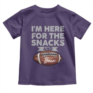 Funny Football Toddler T Shirt I'm Just Here For The Snacks And Beer TS10 Purple Print Your Wear